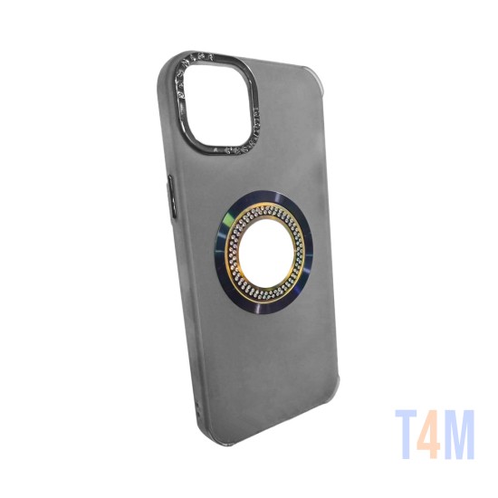 Capa de Silicone com Diamond Designe para Apple iPhone 15 Preto